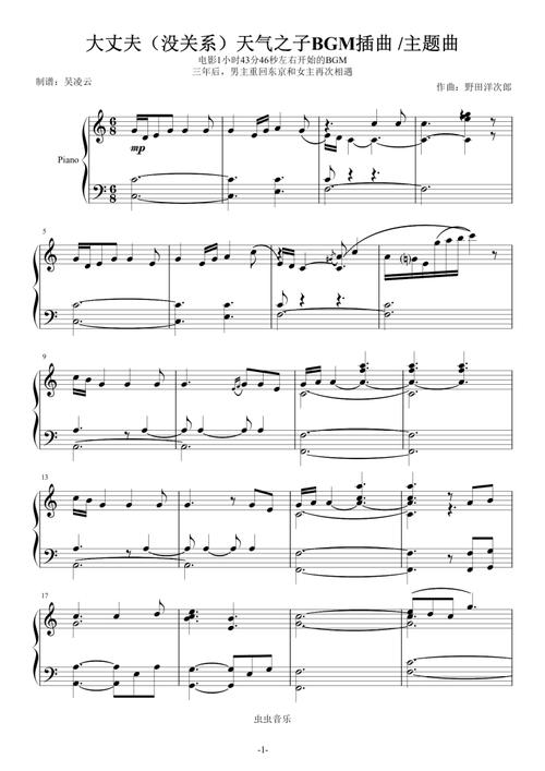 大丈夫没关系天气之子bgm插曲主题曲天気の子吴凌云制作钢琴版
