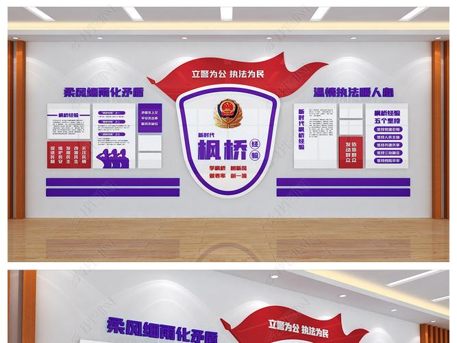 原创新时代枫桥经验执法为民派出所公安文化墙设计