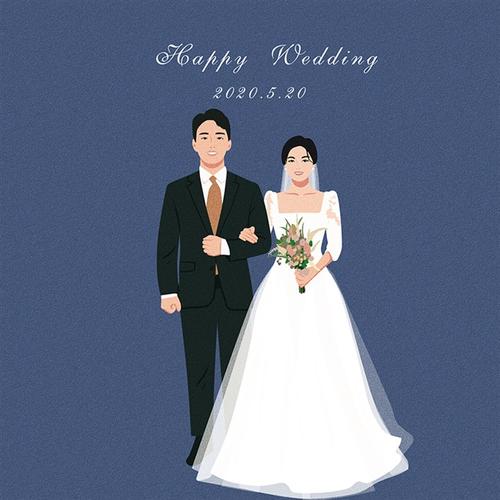 手绘头像情侣卡通漫画婚礼结婚照片婚纱插画定制手绘