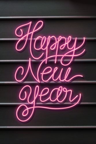 粉色霓虹灯新年背景插图