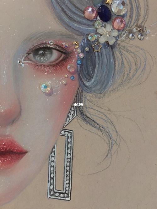 彩铅手绘,美人图,妆面造型设计稿,人物彩铅_彩铅_手绘