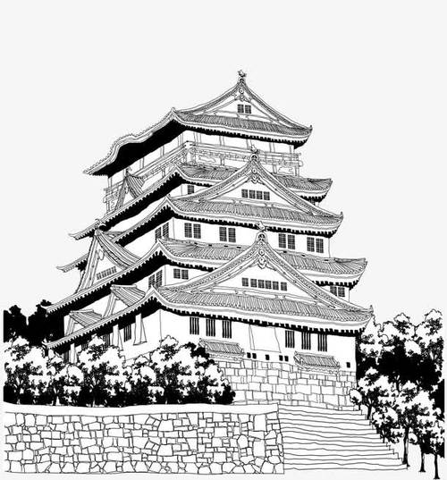 黑色,线描,手绘,旅游,景点,十一出游