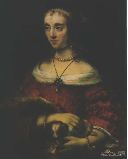 《抱哈巴狗的女子》伦勃朗(rembrandt)作品高清