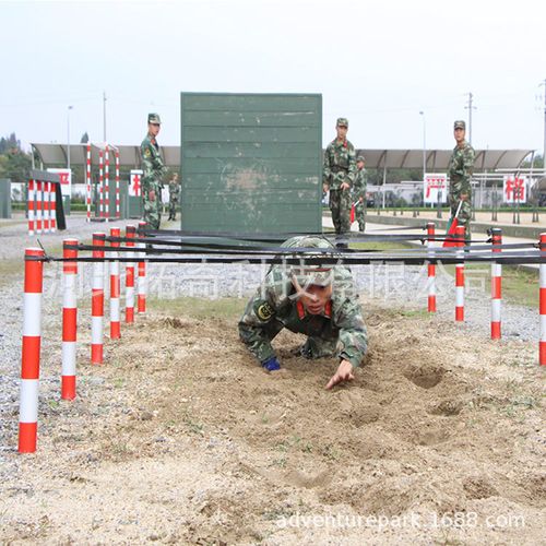部队400米障碍四百米障碍低桩网体能训练匍匐前进跨桩训练器材