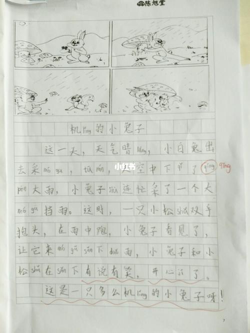 一年级看图写话 机灵的小兔子92_兔子_看图写话_教育_小学教育
