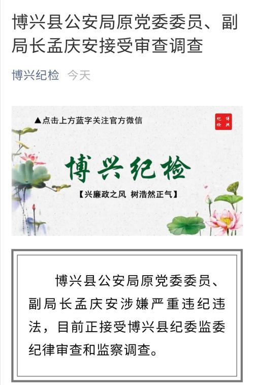 滨州博兴县公安局原党委委员,副局长孟庆安接受审查调查
