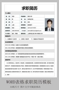 毕业生求职简历a4通用word模板