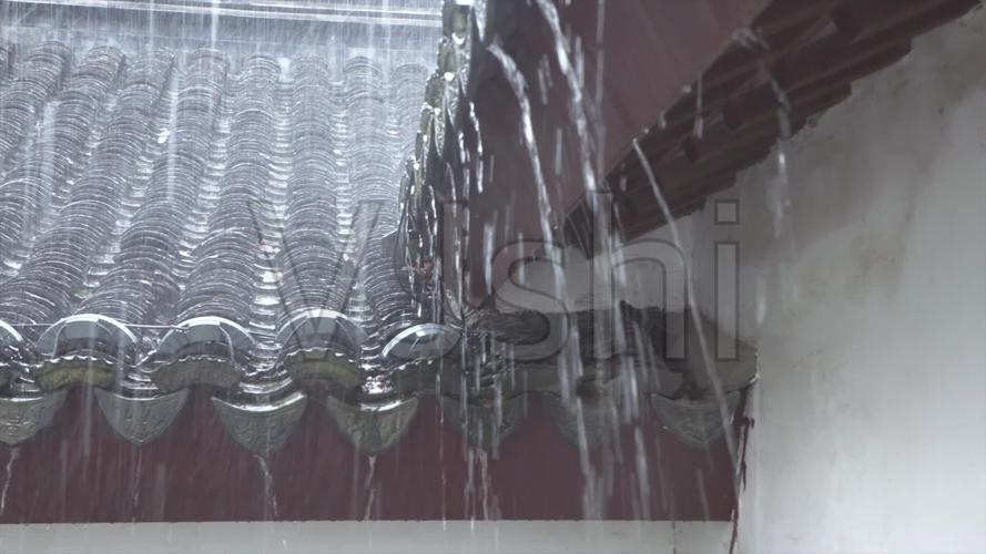 烟雨江南屋檐下雨雨滴雨水特写意境4_1920x1080_高清视频素材下载