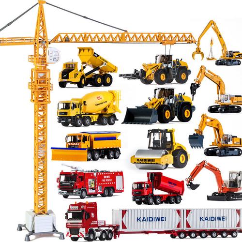 凯迪威挖掘机挖土机消防车大吊车翻斗车精致耐摔全合金工程车玩具汽车