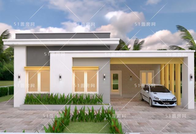 这款现代一层平顶别墅设计图,很多人追捧,网友:像个公厕?