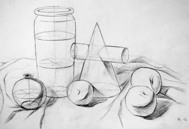 素描透视练习作品图-成都设计教育 daxieyi.cn