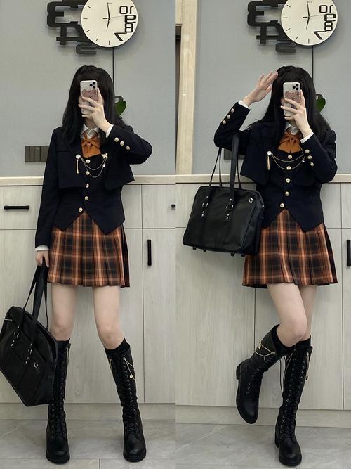 任风眠秋冬薄绒加绒中跟jk骑士长靴真皮高筒学生校服