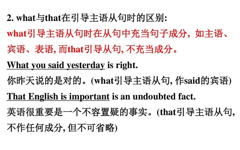 从句, 作said的宾语) that english is important is an undoubted