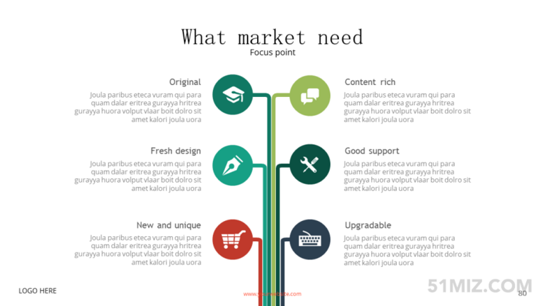 赞芽ppt ppt图表 ppt分支图 绿色16:9宽屏6项ppt树状分支图 作品编号