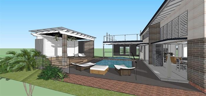 现代坡屋顶工业轻奢风别墅住宅室内设计[原创]