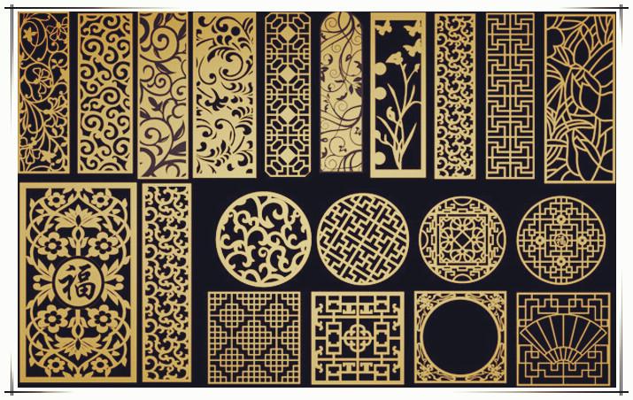 中式不锈钢图案 1000多款隔断镂空图案 简欧花纹雕花镂空隔断图案