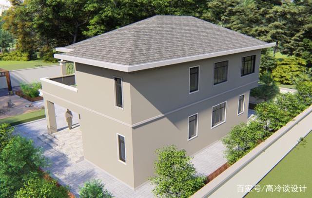 8*9.6米现代别墅,造价41万,给家人一个