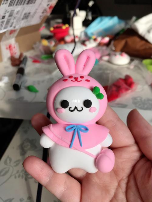 萌萌的小兔子92_萌萌哒_粘土_冰箱贴_超轻粘土_兴趣