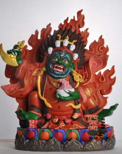 荷叶堂 纯铜彩绘佛像马头明王 马头金刚 北努 密宗佛像摆件
