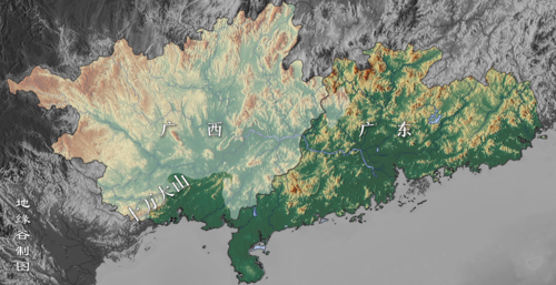从地形上看,海南海北道与广西省本部隔着一座 十万大山,地形的阻隔也
