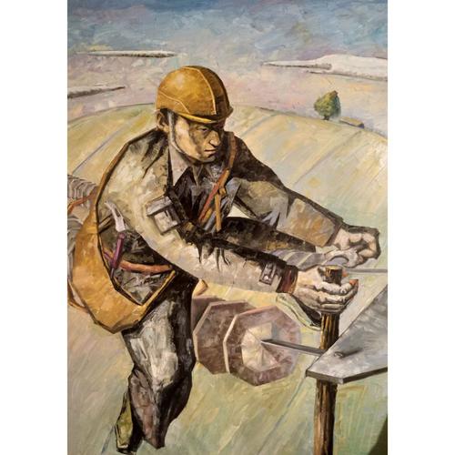 《高空电缆工人》-160cm×140cm-布面油画-2020