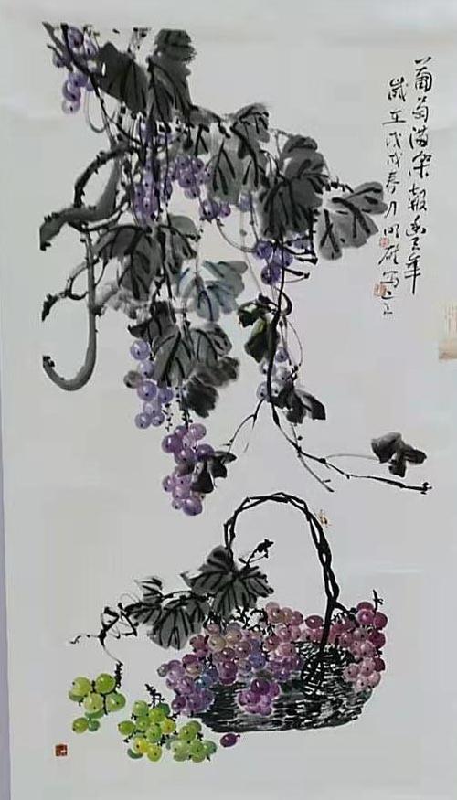 当代著名葡萄画家李明雄国画作品欣赏