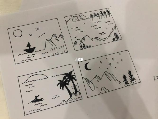 线条简笔画|山水风景_简笔画_风景_临摹_简笔画临摹_文化_绘画