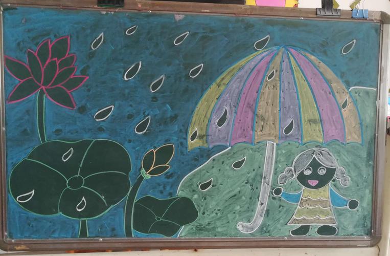 小太阳幼儿园大一班绘画活动《下雨天》想象画