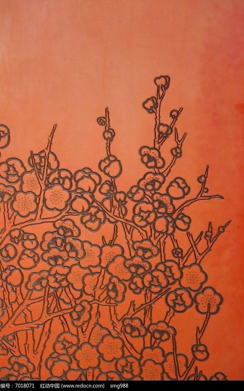 梅花纹图案木刻图片