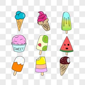 手绘卡通可爱夏日清凉冰淇淋雪糕图片
