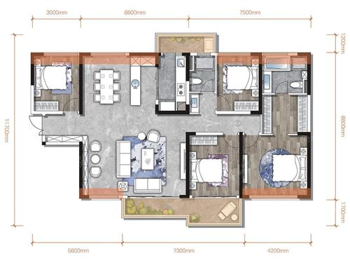 万科公园传奇4室2厅2卫面积165㎡西南朝向 - 成都房