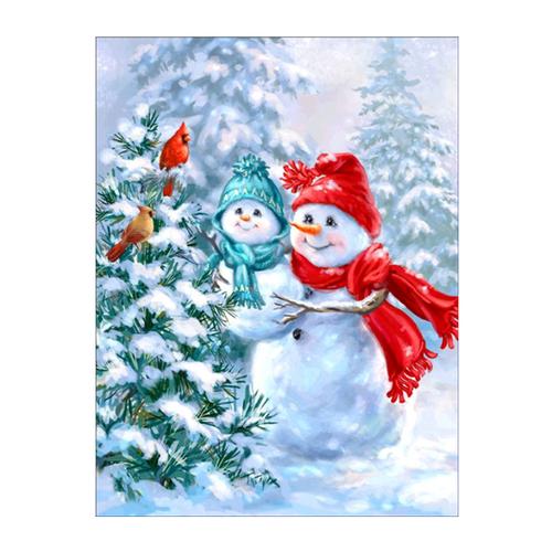 钻石画外货爆款diy圣诞节雪人雪景十字绣贴画5d速卖通亚马逊批发