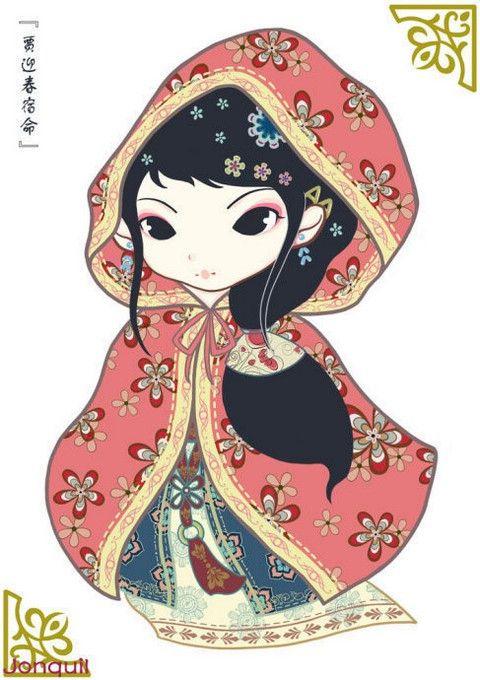 q版金陵十二钗 插画手绘-动漫图片-q友乐