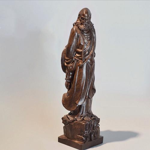 越南沉香木雕达摩祖师佛像手盘把件红木雕刻黑檀香工艺品桌面摆件