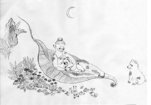 月夜古诗简笔画