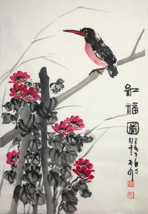 「艺惠藏」画家丁白丁花鸟画作品集欣赏