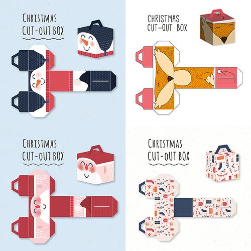 圣诞节创意包装盒ai矢量素材卡通包装礼盒盒子设计素材