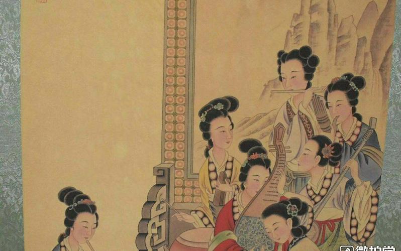 费丹旭《八美图》老卷轴中堂挂画