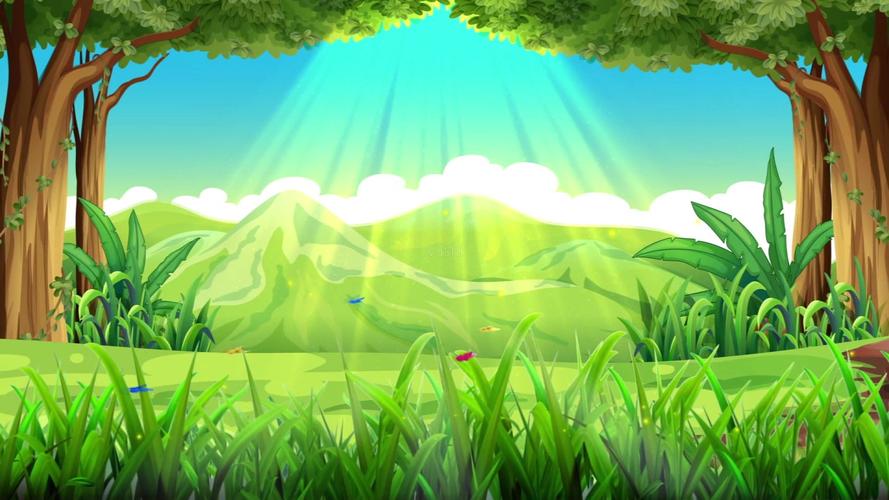 卡通森林远山背景_1920x1080_高清视频素材下载(编号