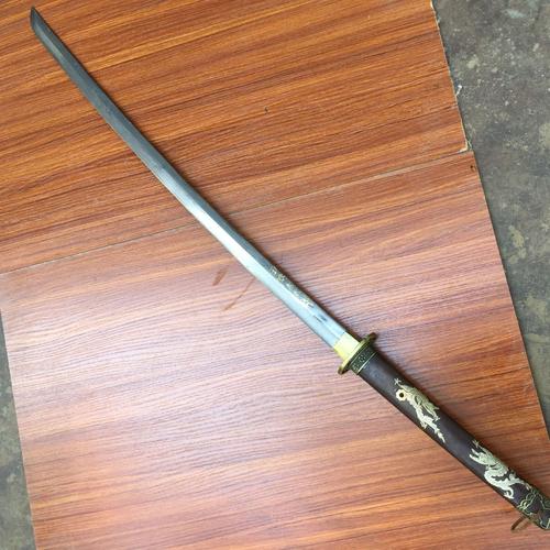 影视道具东洋刀日本刀铜把铜鞘镀银花纹钢日本刀镇宅礼品未开刃