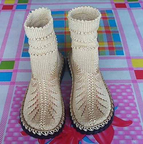 女鞋春夏平底民族风短靴洞洞手工钩织鞋袜旅游礼服定制