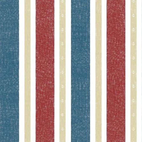 英伦风地中海墙纸男孩房卧室复古红白蓝竖条纹儿童房背景墙墙壁纸