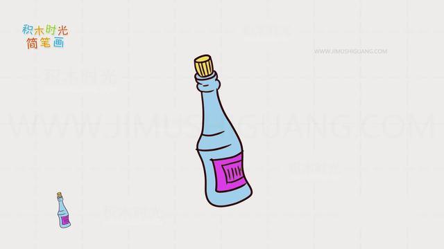 多种可爱的瓶子简笔画,一边学画画一边学英语,积木时光儿童画