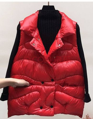 羽绒棉马甲女短款2020秋冬新款韩版宽松轻薄羽绒棉坎肩马夹外套 红色
