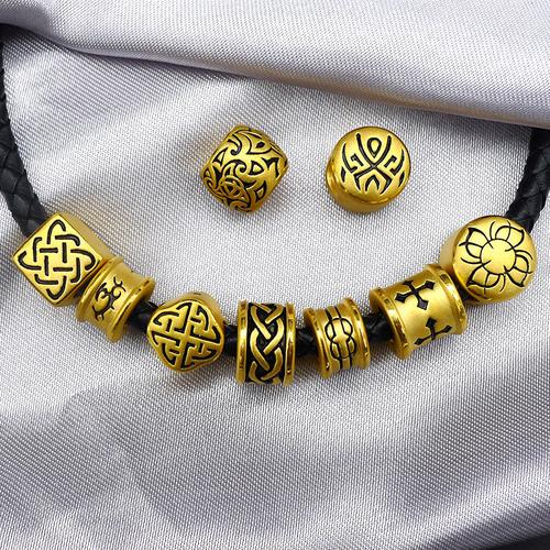 纹身图腾转运刺青串珠纯金足金烤漆