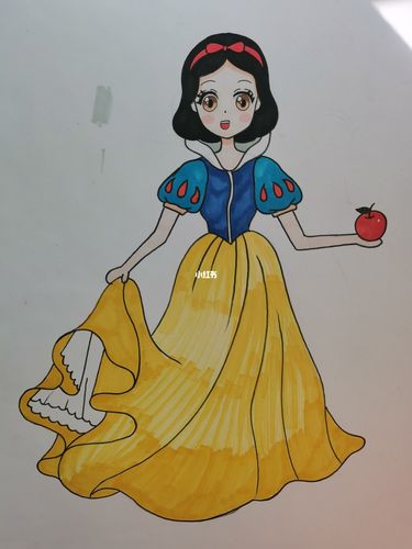 白雪公主卡通画_白雪公主_儿童画_人文_绘画