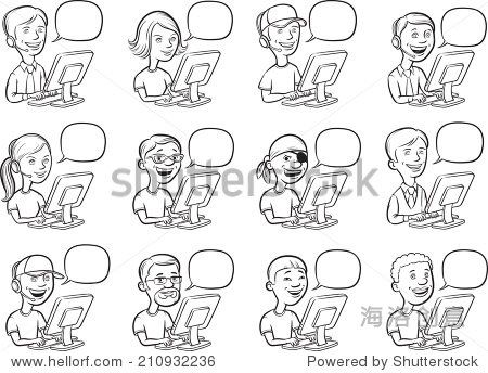 whiteboard drawing - cartoon people and computers