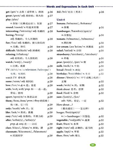 人教版英语七年级上册单词表(图片)