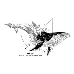 几何图像3d立体鲸鱼卧室客厅壁纸