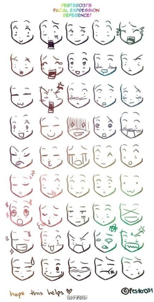 一组很棒的简笔画素材,教你画尽人世间所有的表情,都是萌萌哒的画风